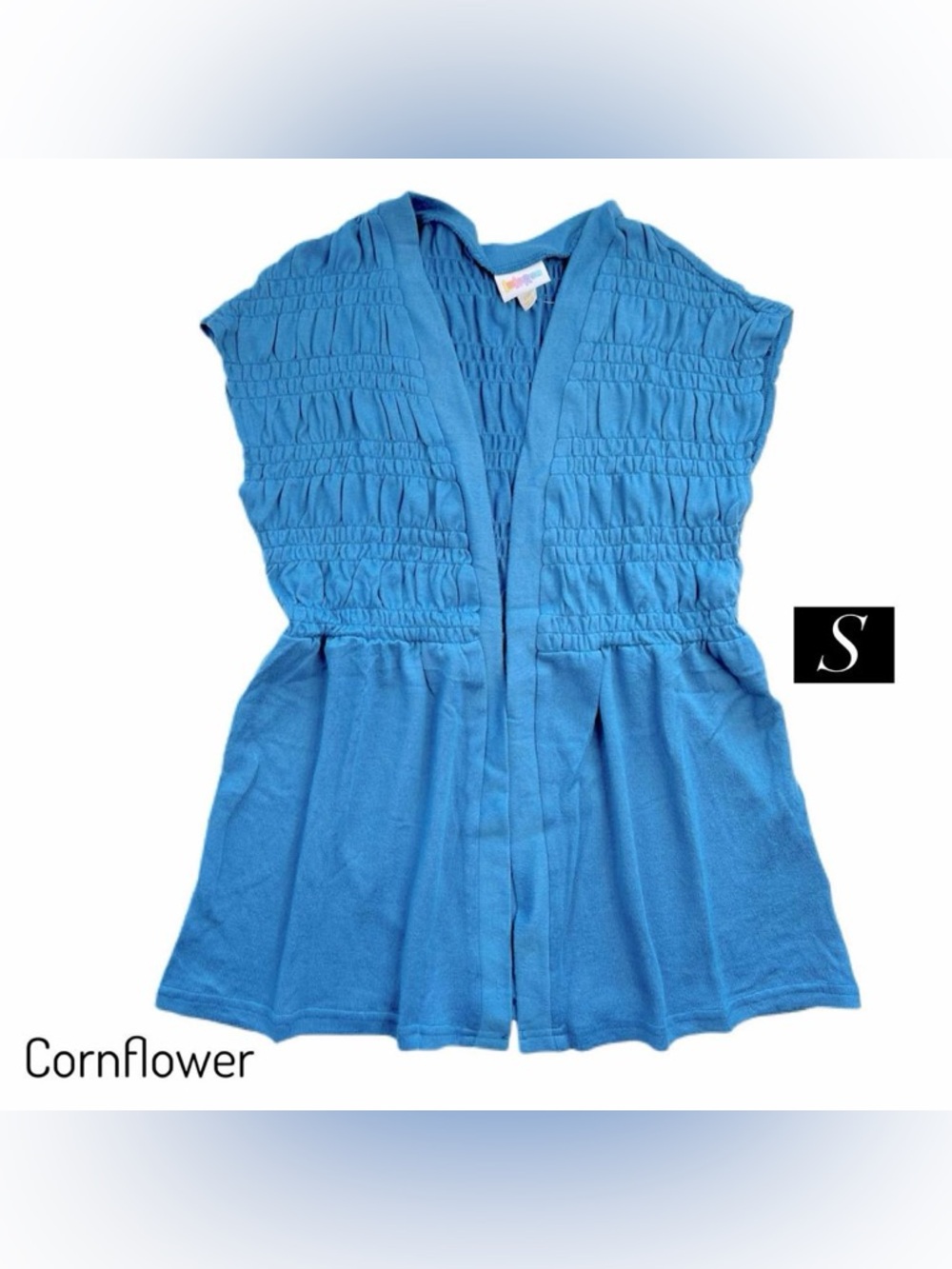 Blue Kaylin Open Front Cardigan Vest